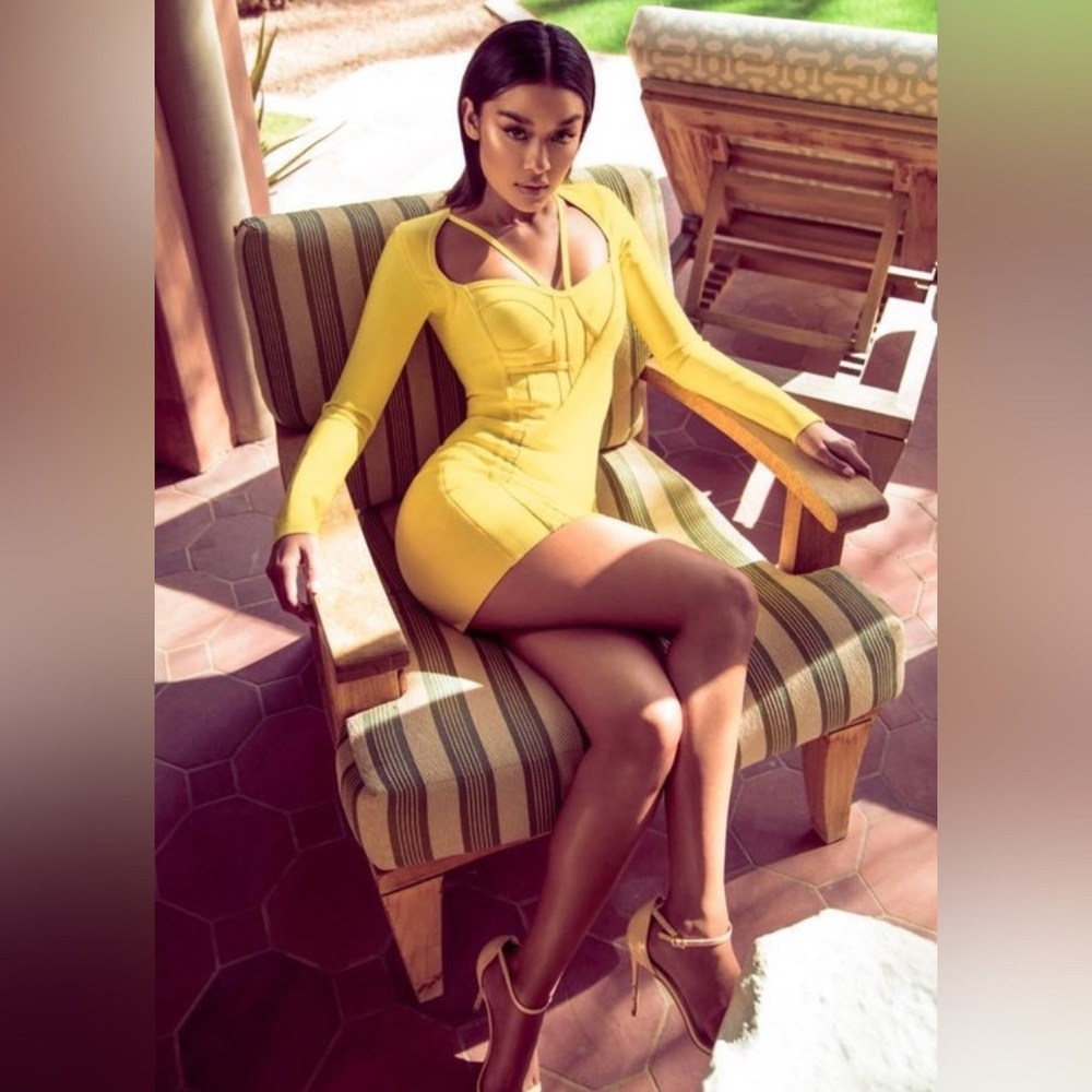 House Of CB Giacomina Elegant Yellow Bandage Dress - Picture 15 of 17